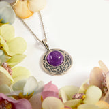 Celtic Circle Friendship Necklace in Silver and Amethyst