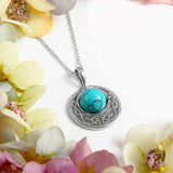 Celtic Circle Friendship Necklace in Silver and Turquoise