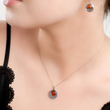 Celtic Circle Friendship Necklace in Silver and Amber