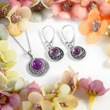 Celtic Circle Earrings in Silver and Amethyst