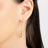 Climbing Chameleon Hook Earrings in Silver with 24ct Gold