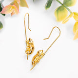 Climbing Chameleon Hook Earrings in Silver with 24ct Gold