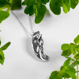 Climbing Chameleon Necklace in Silver