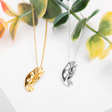 Climbing Chameleon Necklace in Silver with 24ct Gold