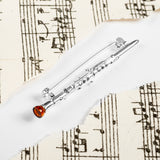 Musical Clarinet Brooch in Silver and Amber