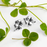 Lucky Four Leaf Clover Stud Earrings in Silver