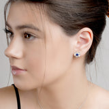 Cornflower Stud Earrings in Silver and Lapis Lazuli