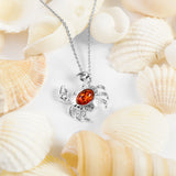 Miniature Crab Necklace in Silver and Amber