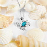 Miniature Crab Necklace in Silver and Turquoise