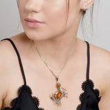 Crab Necklace in Silver and Amber