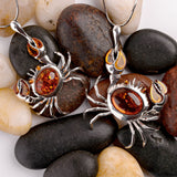 Crab Necklace in Silver and Amber