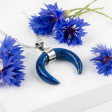 Crescent Moon Necklace in Silver & Lapis Lazuli