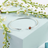 Simple Solo Cuff Bangle in Silver and Amber