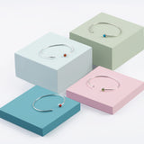 Simple Solo Cuff Bangle in Silver and Amber