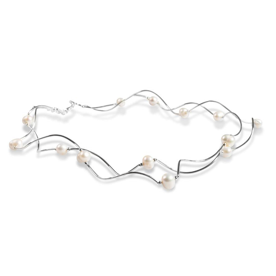 Waved Necklace Pearl