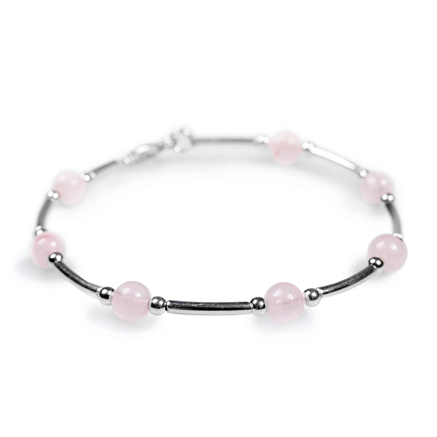 Bead Tube Bracelet Silver Quartz