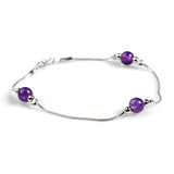 Bead Bracelet in Silver and Amethyst