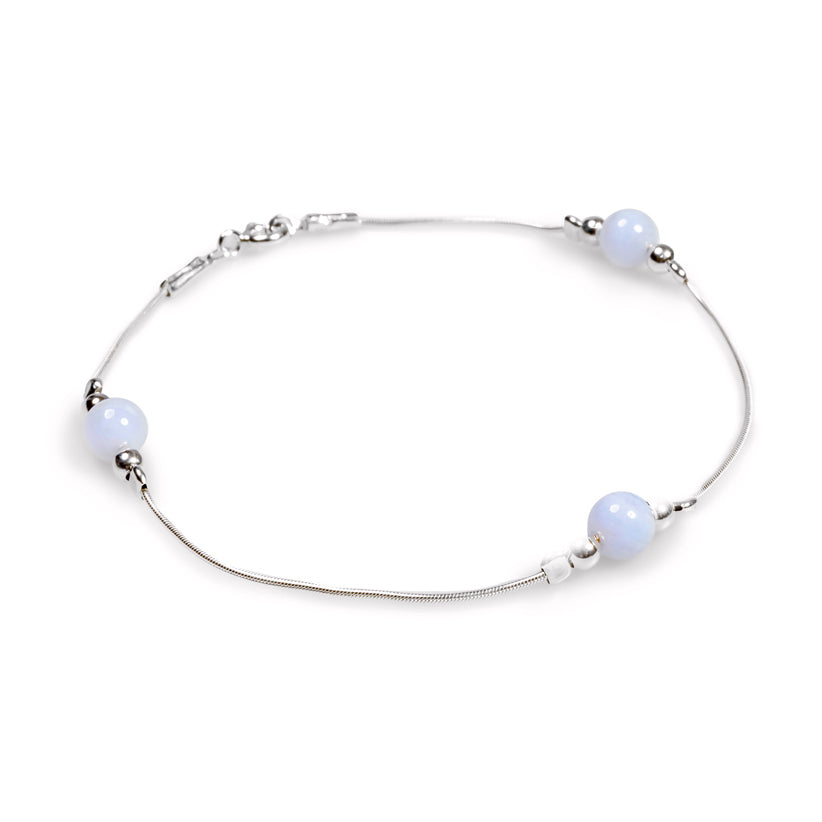 Bead Bracelet Silver Lace Agate