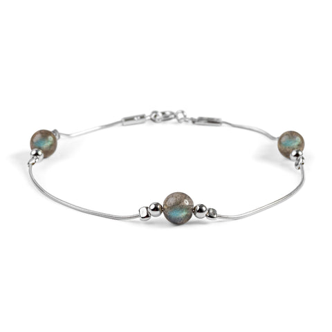 Bead Bracelet in Silver and Labradorite