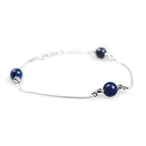 Bead Bracelet in Silver and Lapis Lazuli