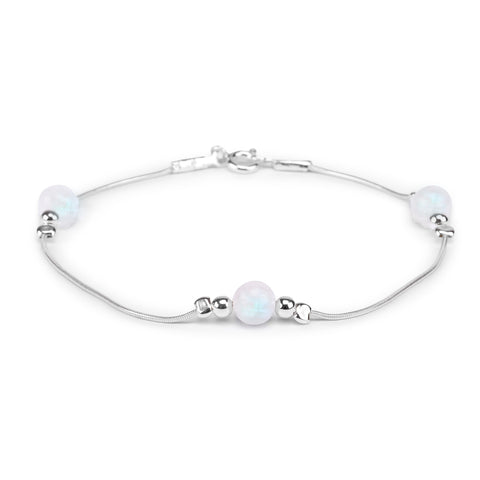 Bead Bracelet in Silver and Moonstone