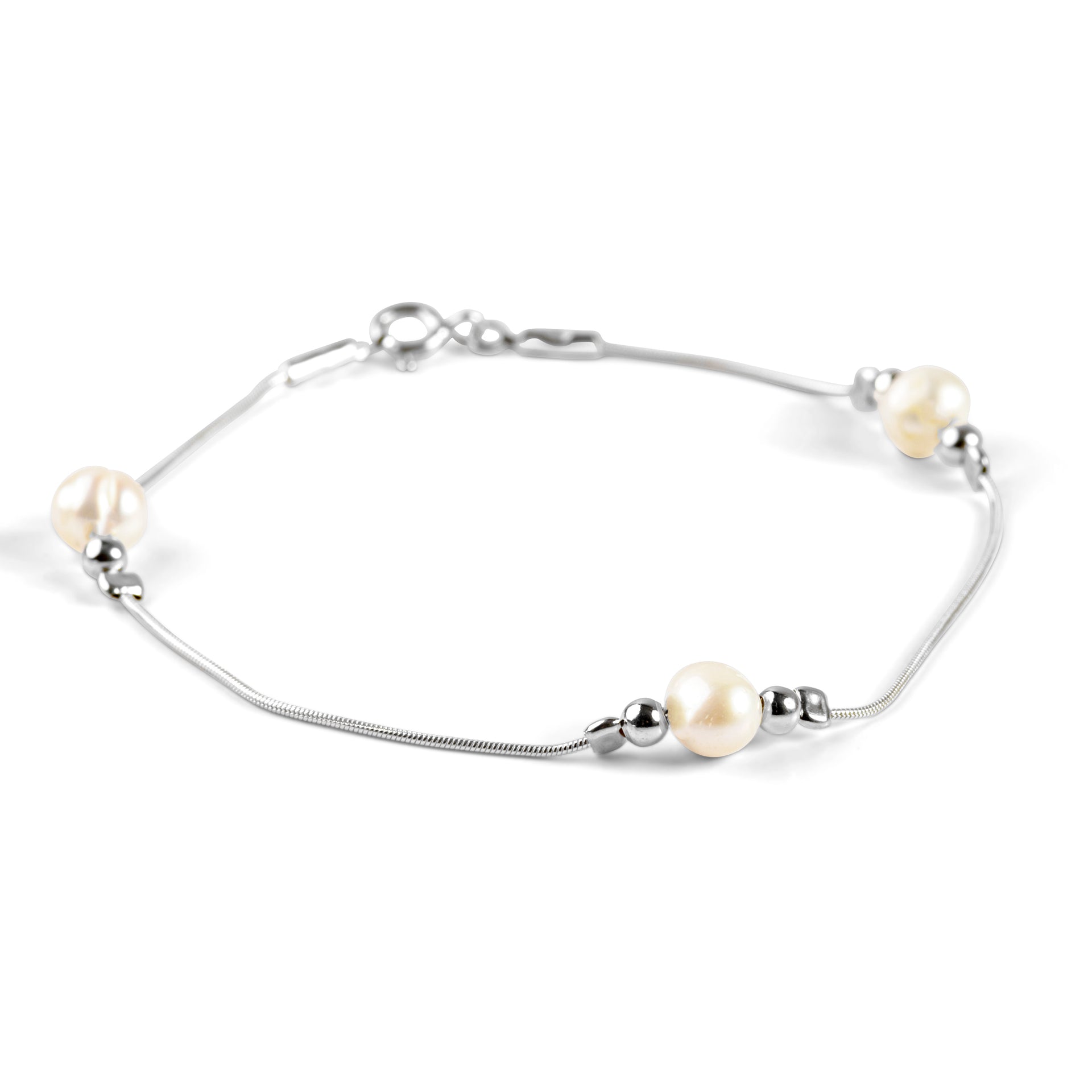 Bead Bracelet Silver Pearl