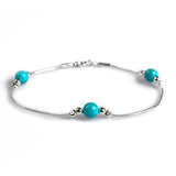 Bead Bracelet in Silver and Turquoise