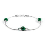 Bead Bracelet in Silver and Malachite
