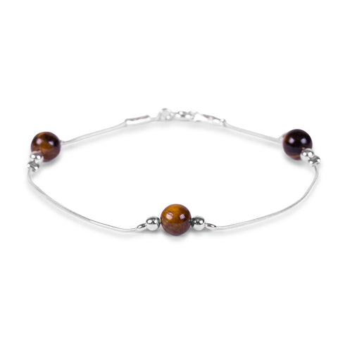 Bead Bracelet in Silver and Tiger's Eye