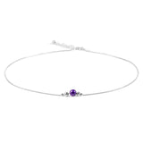 Delicate Single Stone Necklace in Silver and Amethyst