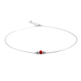 Delicate Single Stone Necklace in Silver and Coral