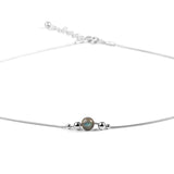 Delicate Single Stone Necklace in Silver and Labradorite