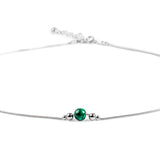 Delicate Single Stone Necklace in Silver and Malachite
