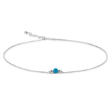 Delicate Single Stone Necklace in Silver and Turquoise