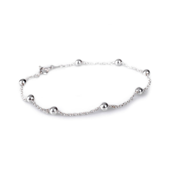 Simple Ball Link Chain Bracelet in Silver - 7.5