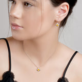 Daffodil Flower Hook Earrings in Silver and Yellow Amber