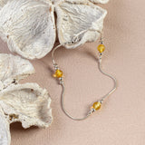 Bead Bracelet in Silver and Yellow Amber