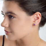 Daisy Stud Earrings in Silver and Amethyst