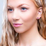 Daisy Stud Earrings in Silver and Ruby