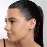 Daisy Stud Earrings in Silver and Turquoise