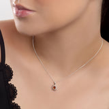 Dainty Daisy Flower Necklace in Silver and Cognac Amber