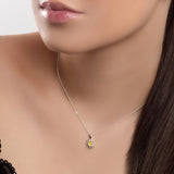 Dainty Daisy Flower Necklace in Silver and Yellow Amber