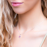 Daisy Flower Necklace in Silver and Ruby