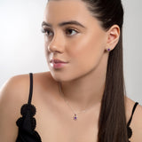 Daisy Flower Necklace in Silver and Amethyst