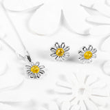 Daisy Stud Earrings in Silver and Yellow Amber