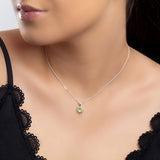 Daisy Flower Necklace in Silver and Peridot