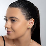 Daisy Stud Earrings in Silver and Peridot