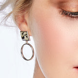 Circle Drop Earrings in Dalmatian Jasper and Silver
