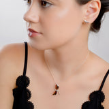 Golden Dragonfly Necklace in Silver and Amber