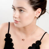 Pointed Dragonfly Necklace in Silver and Amber